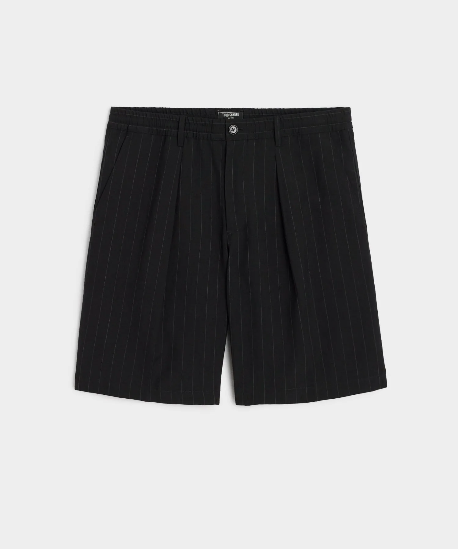 10" Italian Relaxed Bermuda Short in Black Pinstripe