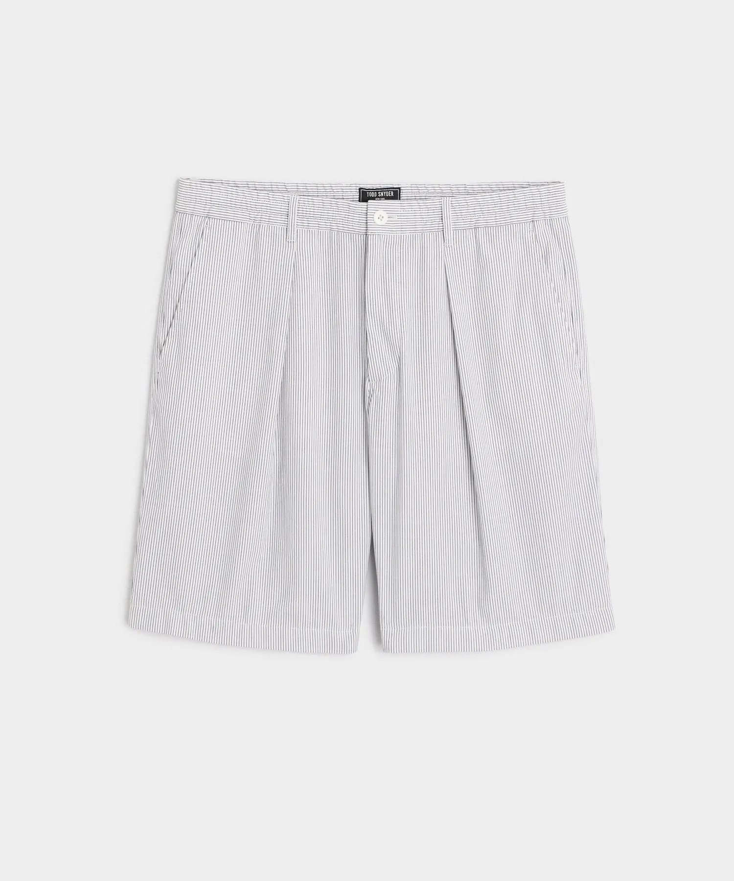 10" Italian Relaxed Bermuda Short in White Corded Stripe