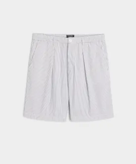 10" Italian Relaxed Bermuda Short in White Corded Stripe