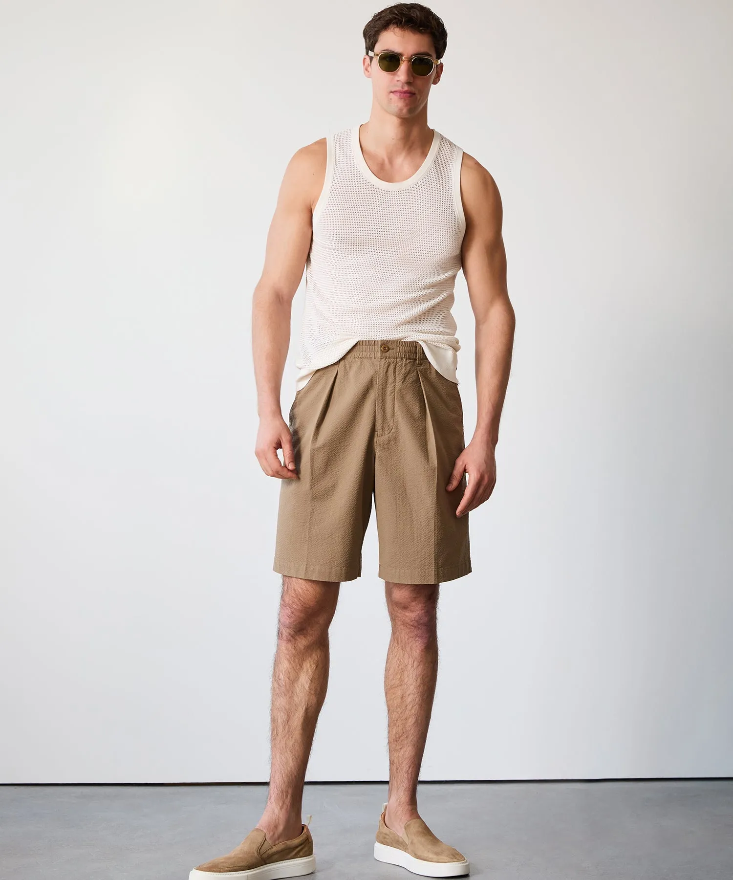 10" Relaxed Seersucker Bermuda Short in Pine Cone