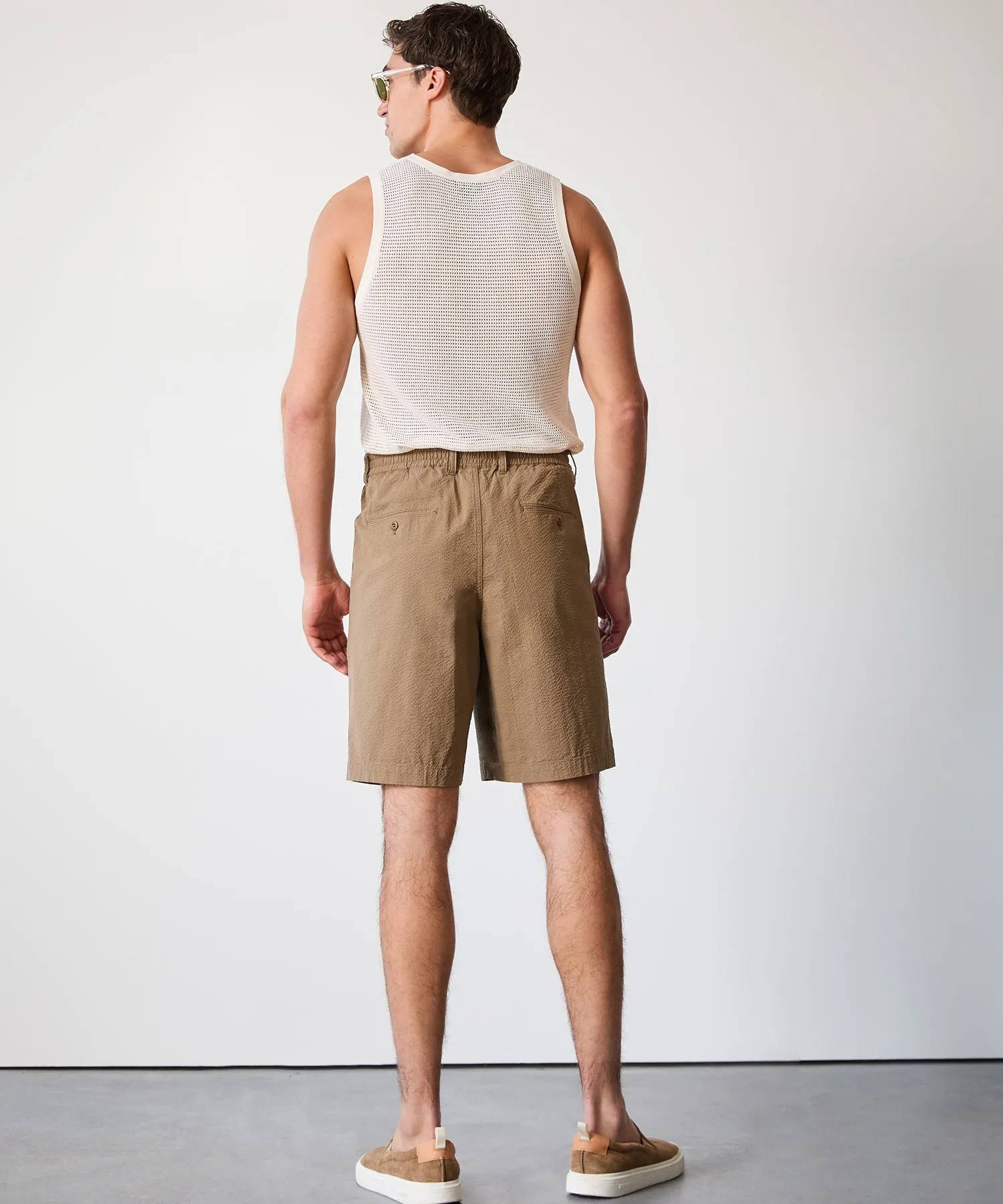 10" Relaxed Seersucker Bermuda Short in Pine Cone