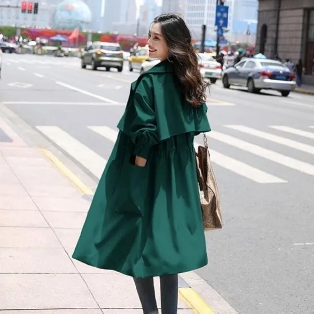 2025 Women's Spring & Autumn Jacket - Slim Fit Mid-Length British Style Windbreaker Coat | Trendy Lightweight Outerwear for Women