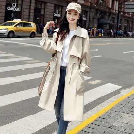 2025 Women's Spring & Autumn Jacket - Slim Fit Mid-Length British Style Windbreaker Coat | Trendy Lightweight Outerwear for Women