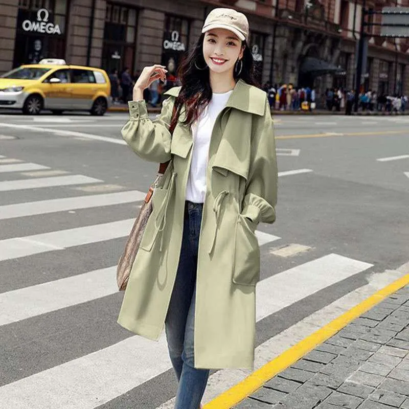 2025 Women's Spring & Autumn Jacket - Slim Fit Mid-Length British Style Windbreaker Coat | Trendy Lightweight Outerwear for Women