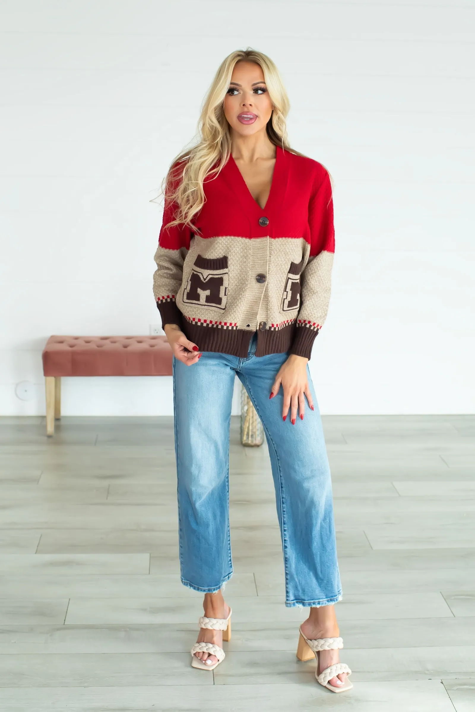 All Tied Up In You Knit Cardigan - Red
