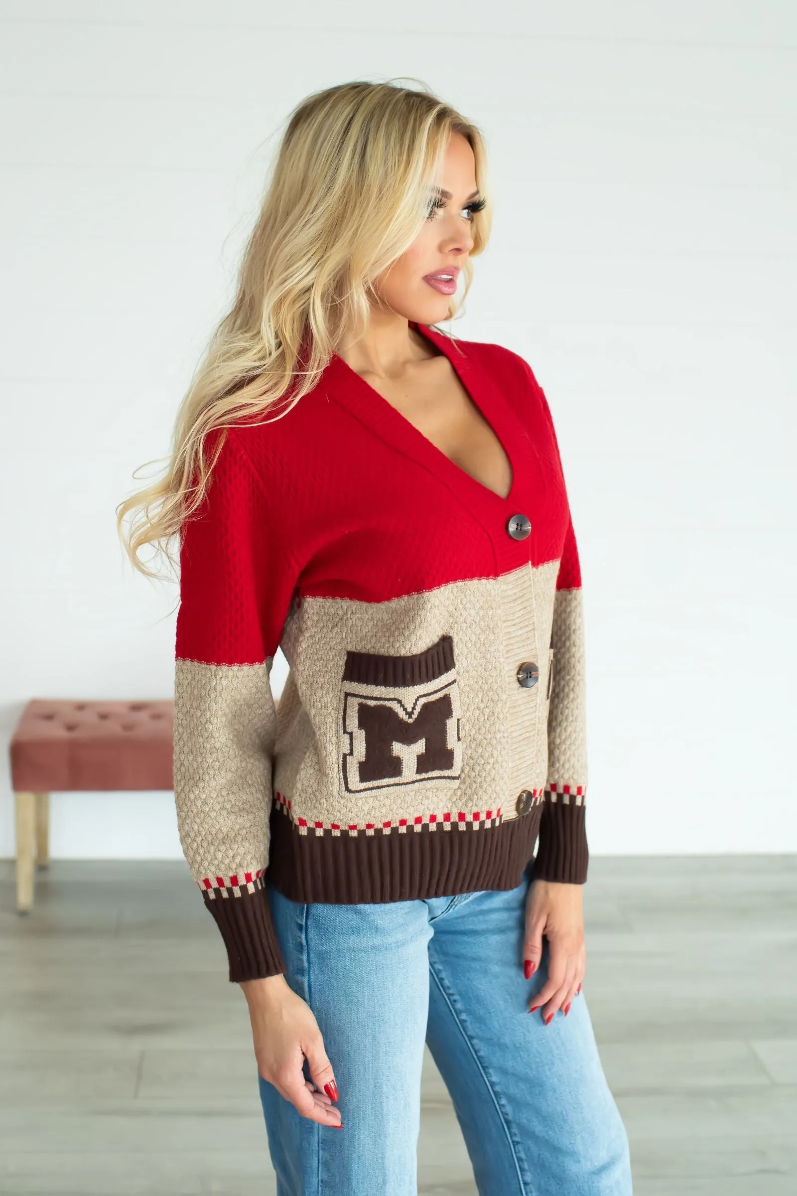 All Tied Up In You Knit Cardigan - Red