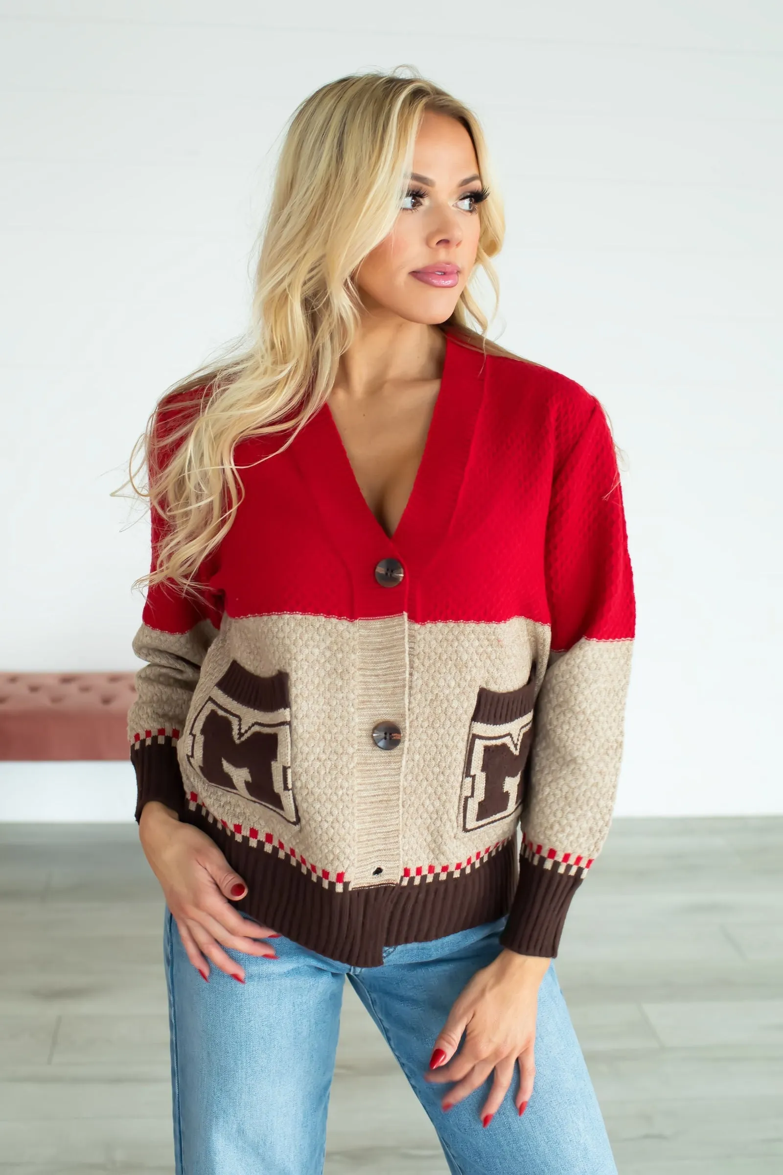 All Tied Up In You Knit Cardigan - Red