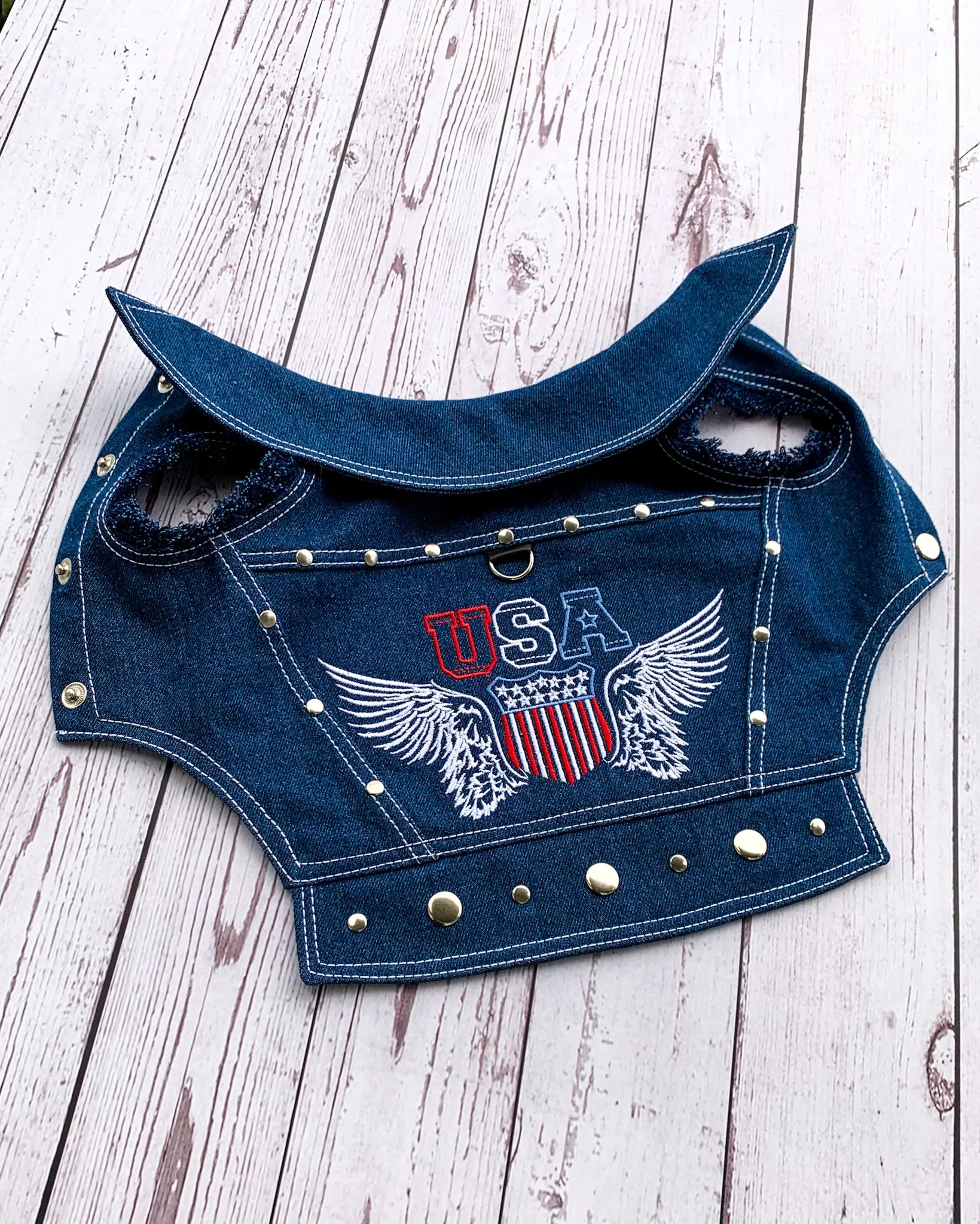 American dog denim vest