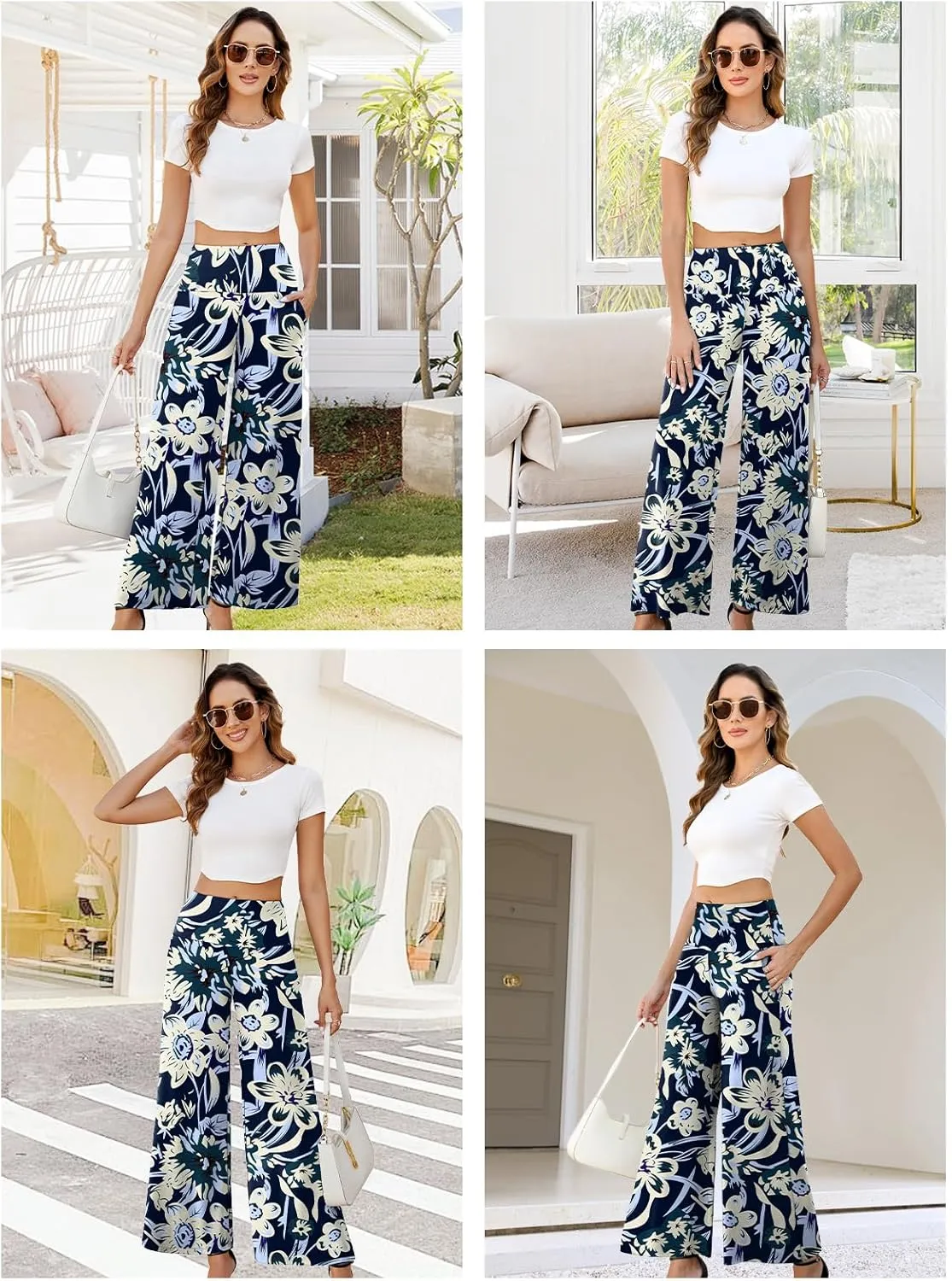 Arolina Women's Stretchy Wide Leg Palazzo Lounge Pants with Pockets Casual Comfy High Waist Palazzo Pants for Women Dressy