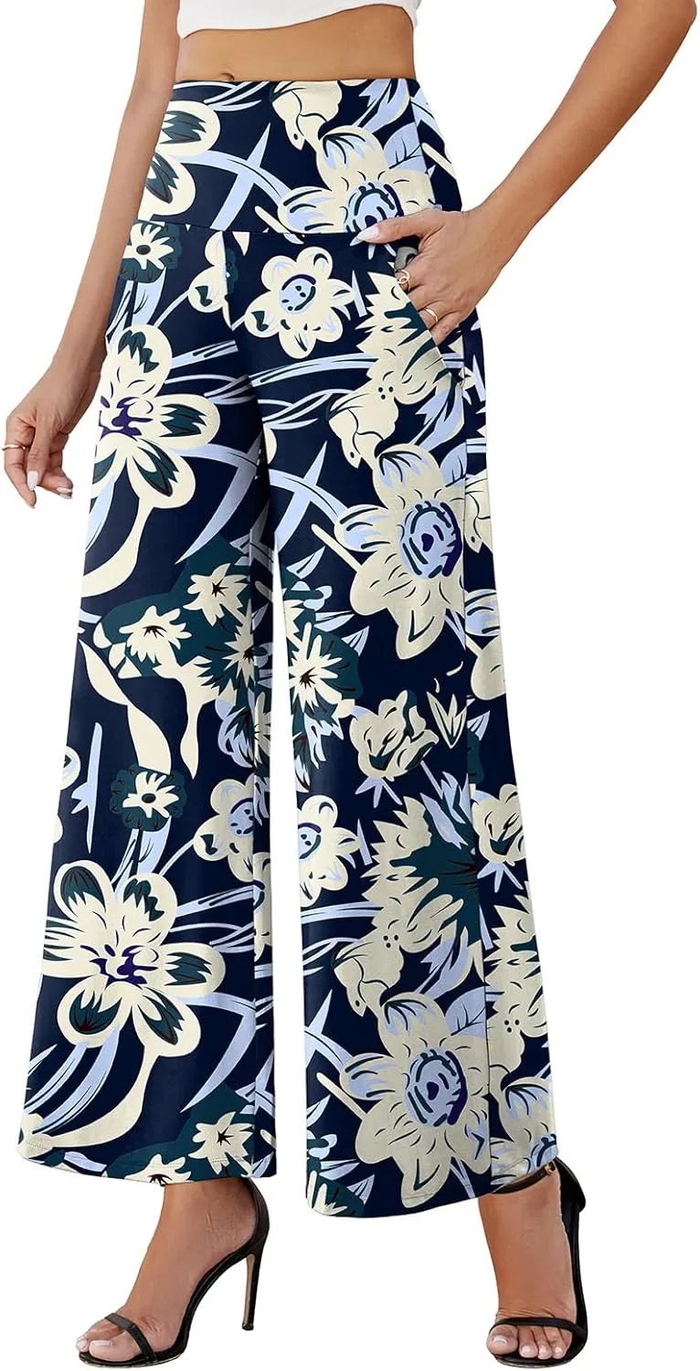 Arolina Women's Stretchy Wide Leg Palazzo Lounge Pants with Pockets Casual Comfy High Waist Palazzo Pants for Women Dressy