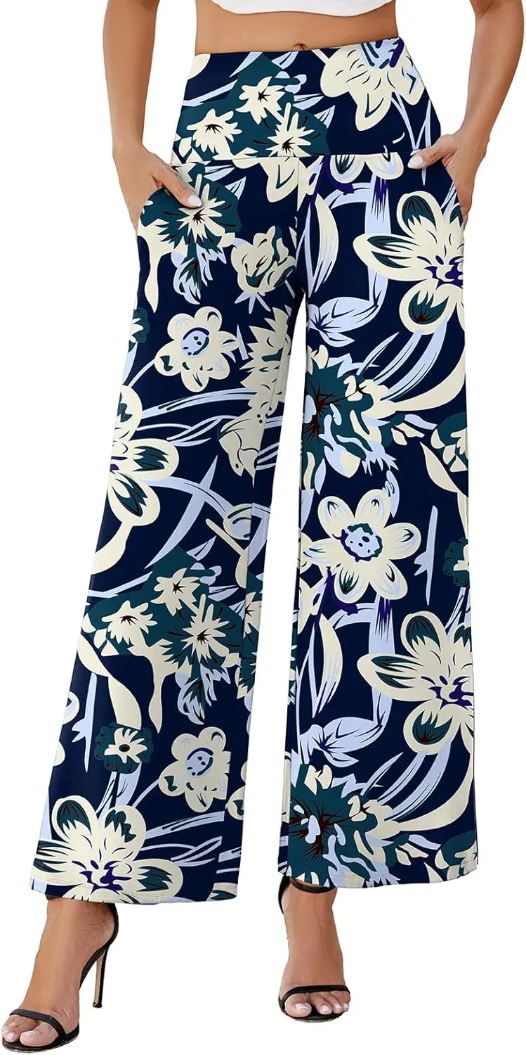 Arolina Women's Stretchy Wide Leg Palazzo Lounge Pants with Pockets Casual Comfy High Waist Palazzo Pants for Women Dressy