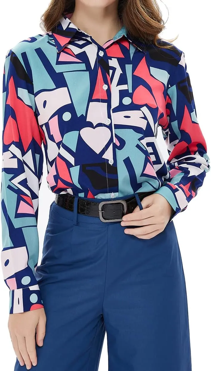 Beninos Women's Casual Blouses Long Sleeve Button Down Shirt