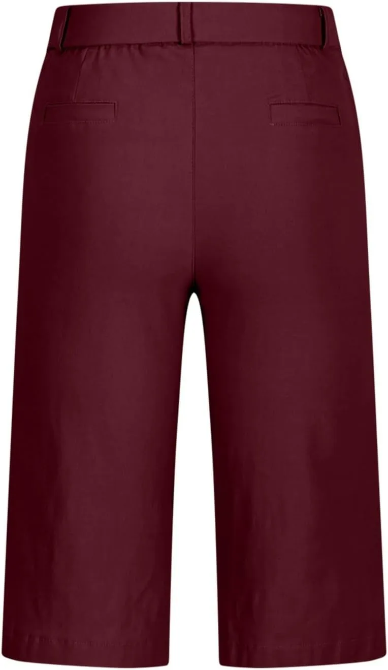 Bermuda Shorts for Women Stretchy Dressy Casual High Waisted Chino Short Pants Straight Leg with Pockets Hiking Outfits
