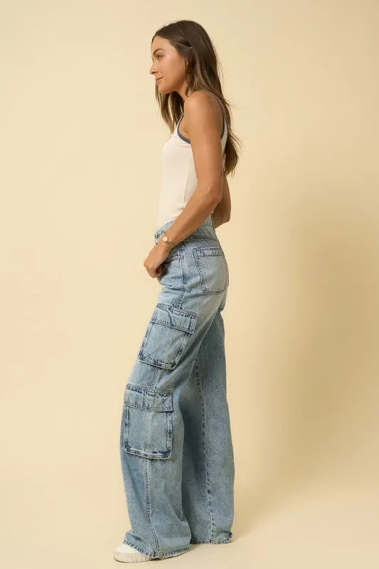 Blueprint Cargo-Pocket Wide Leg Jeans