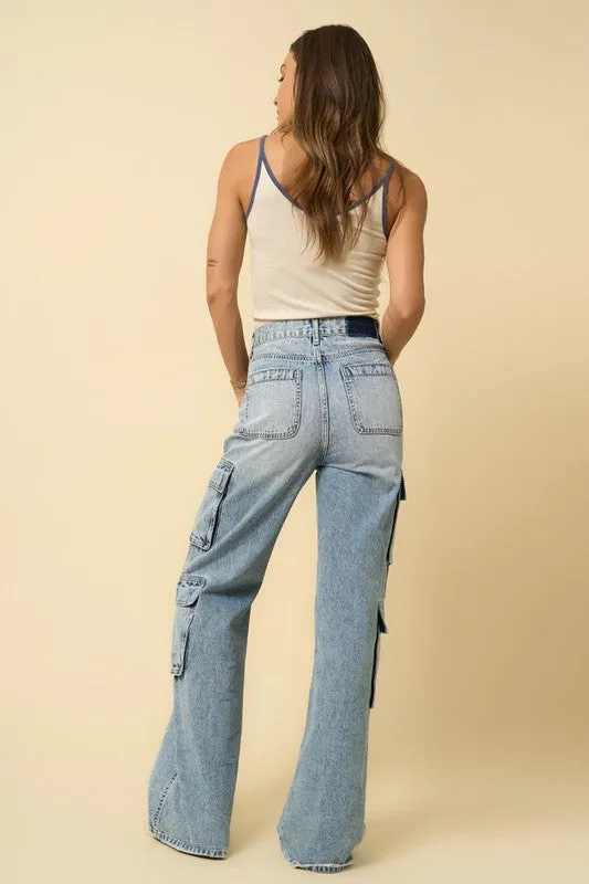 Blueprint Cargo-Pocket Wide Leg Jeans