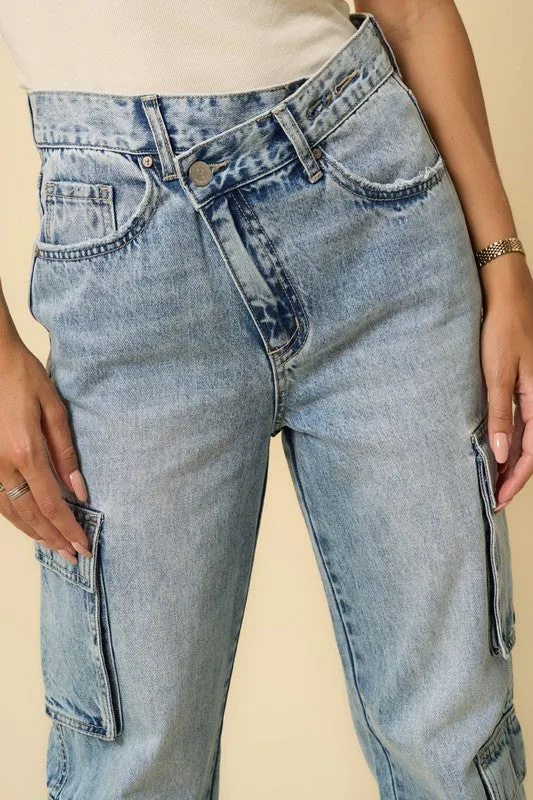 Blueprint Cargo-Pocket Wide Leg Jeans