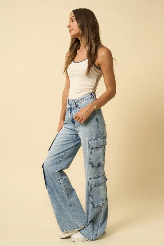 Blueprint Cargo-Pocket Wide Leg Jeans