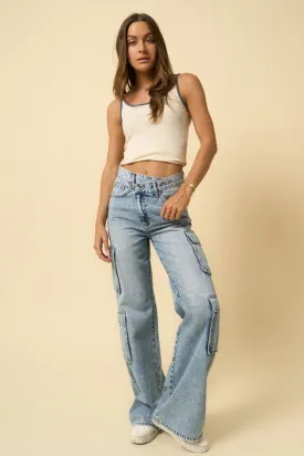 Blueprint Cargo-Pocket Wide Leg Jeans
