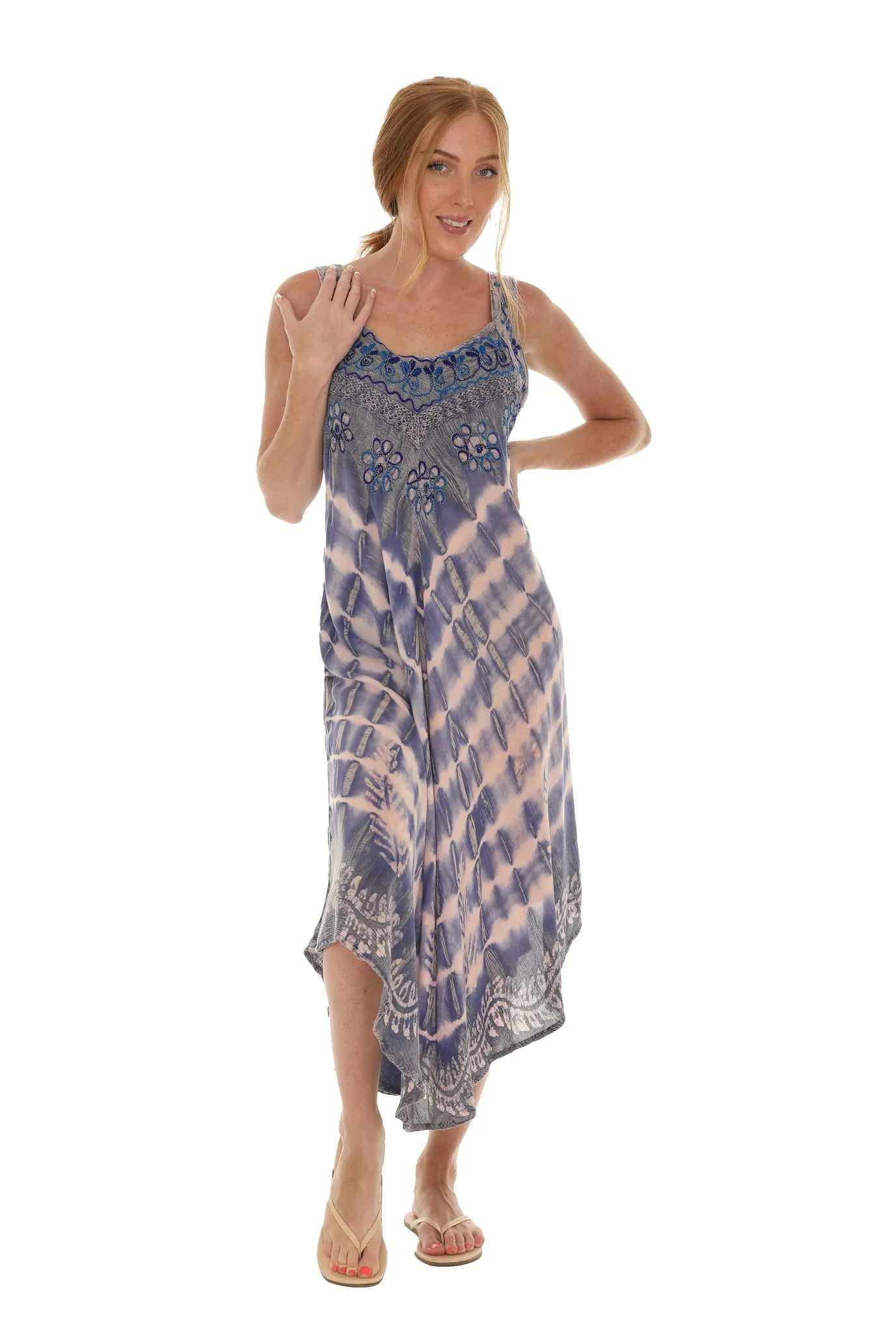 Boho Chevron Tie-Dye Hander kerchief Maxi Dress