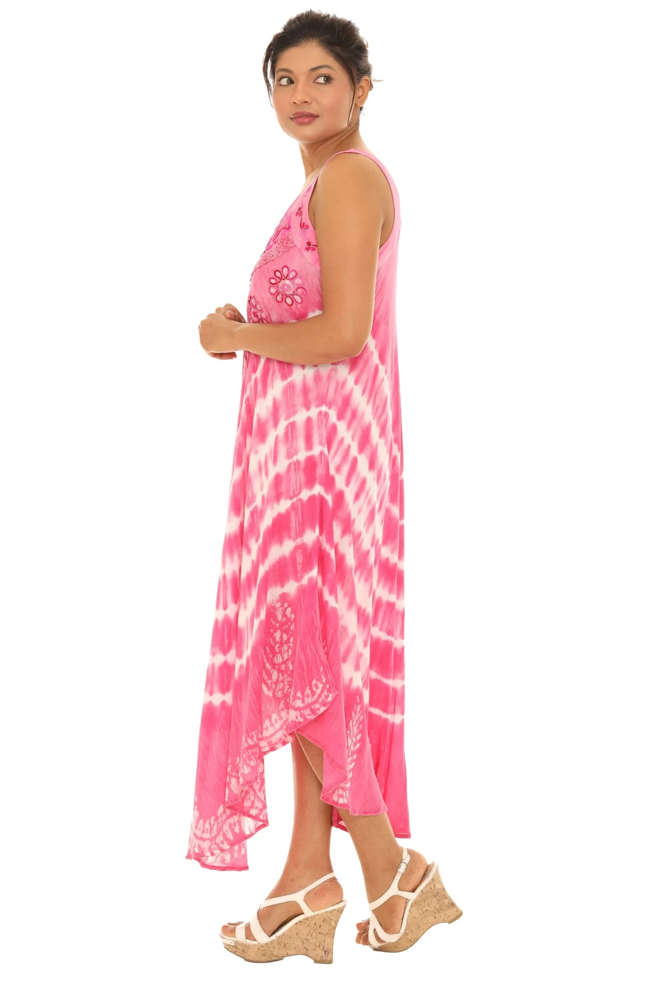 Boho Chevron Tie-Dye Hander kerchief Maxi Dress