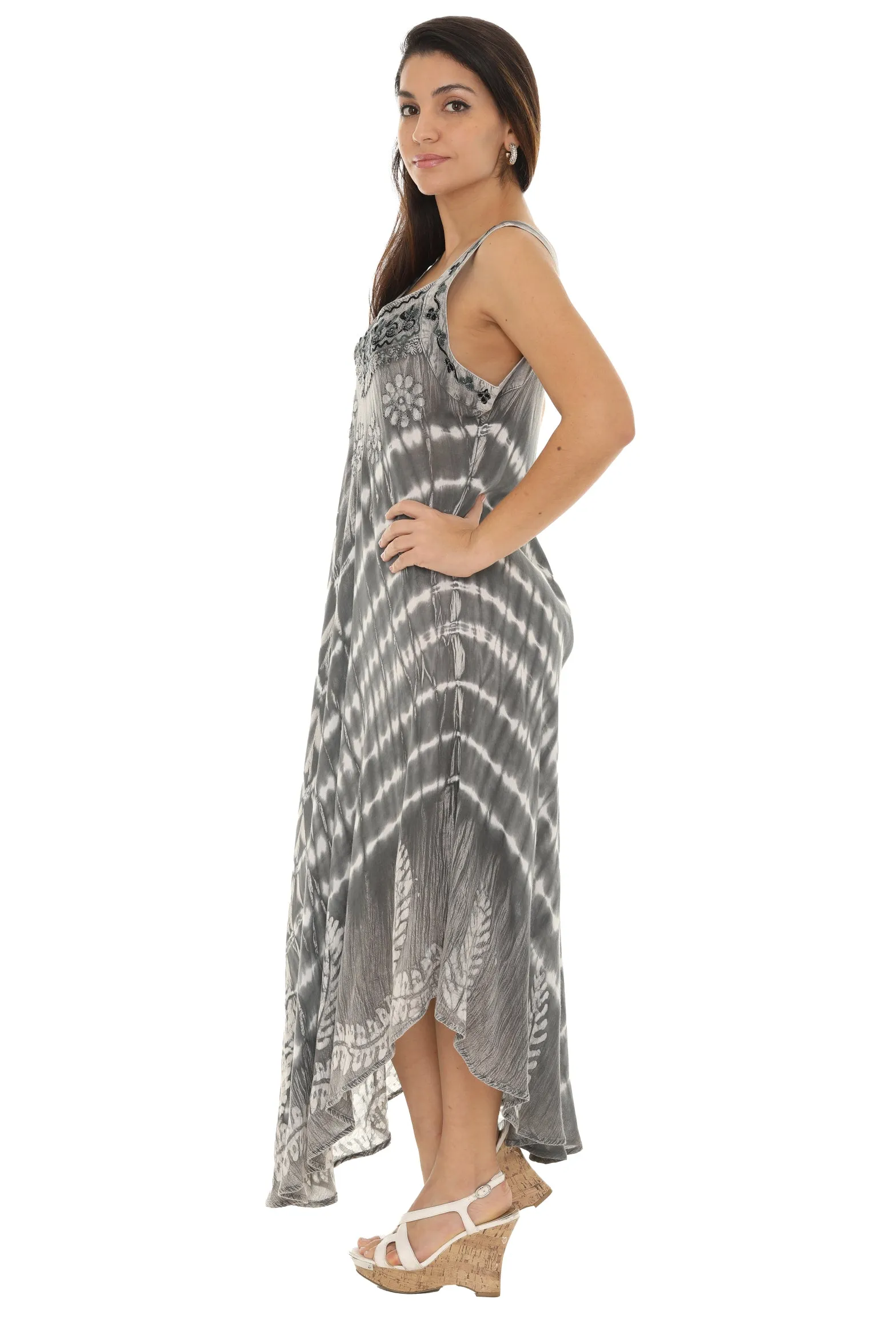 Boho Chevron Tie-Dye Hander kerchief Maxi Dress