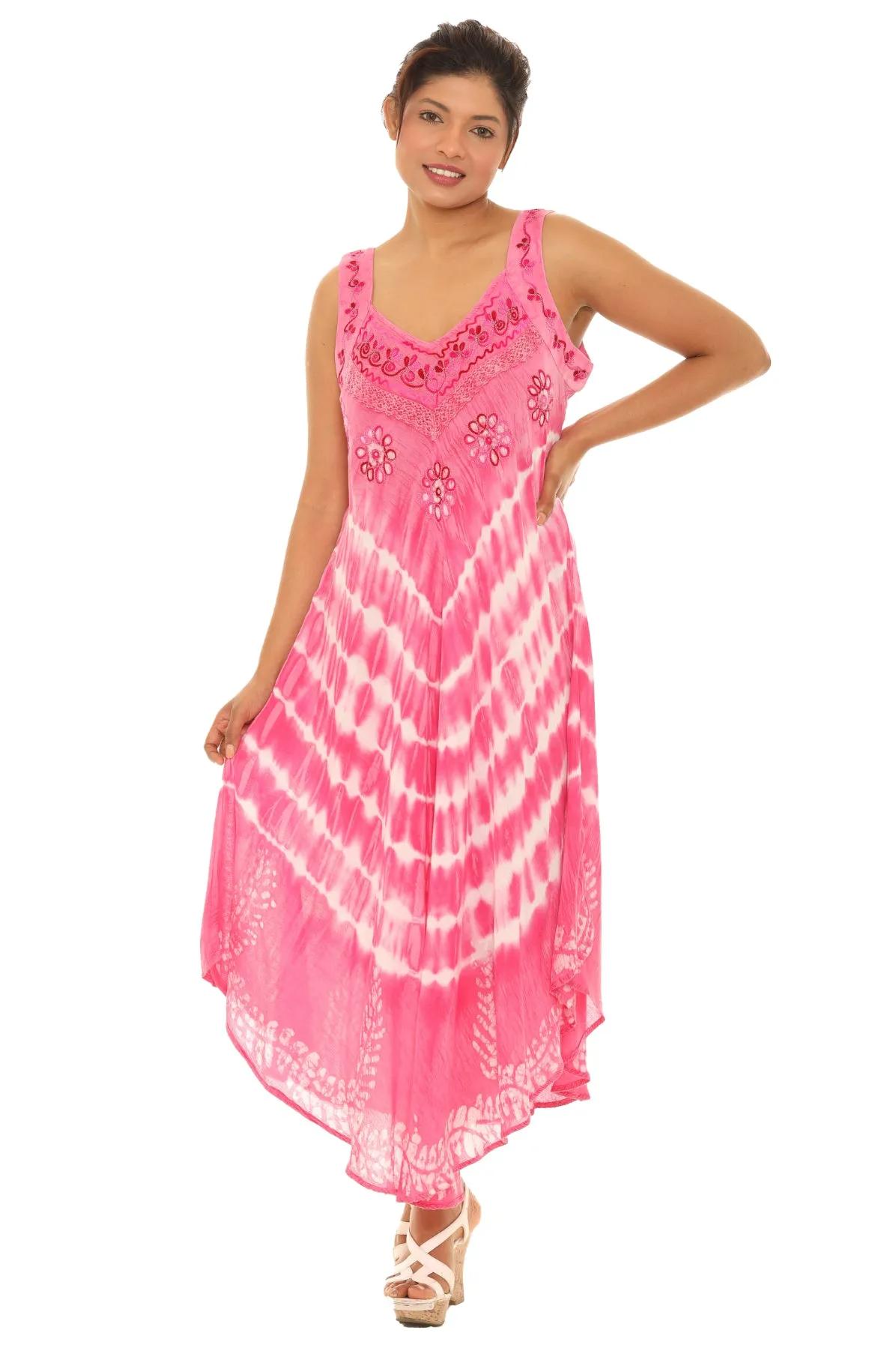 Boho Chevron Tie-Dye Hander kerchief Maxi Dress