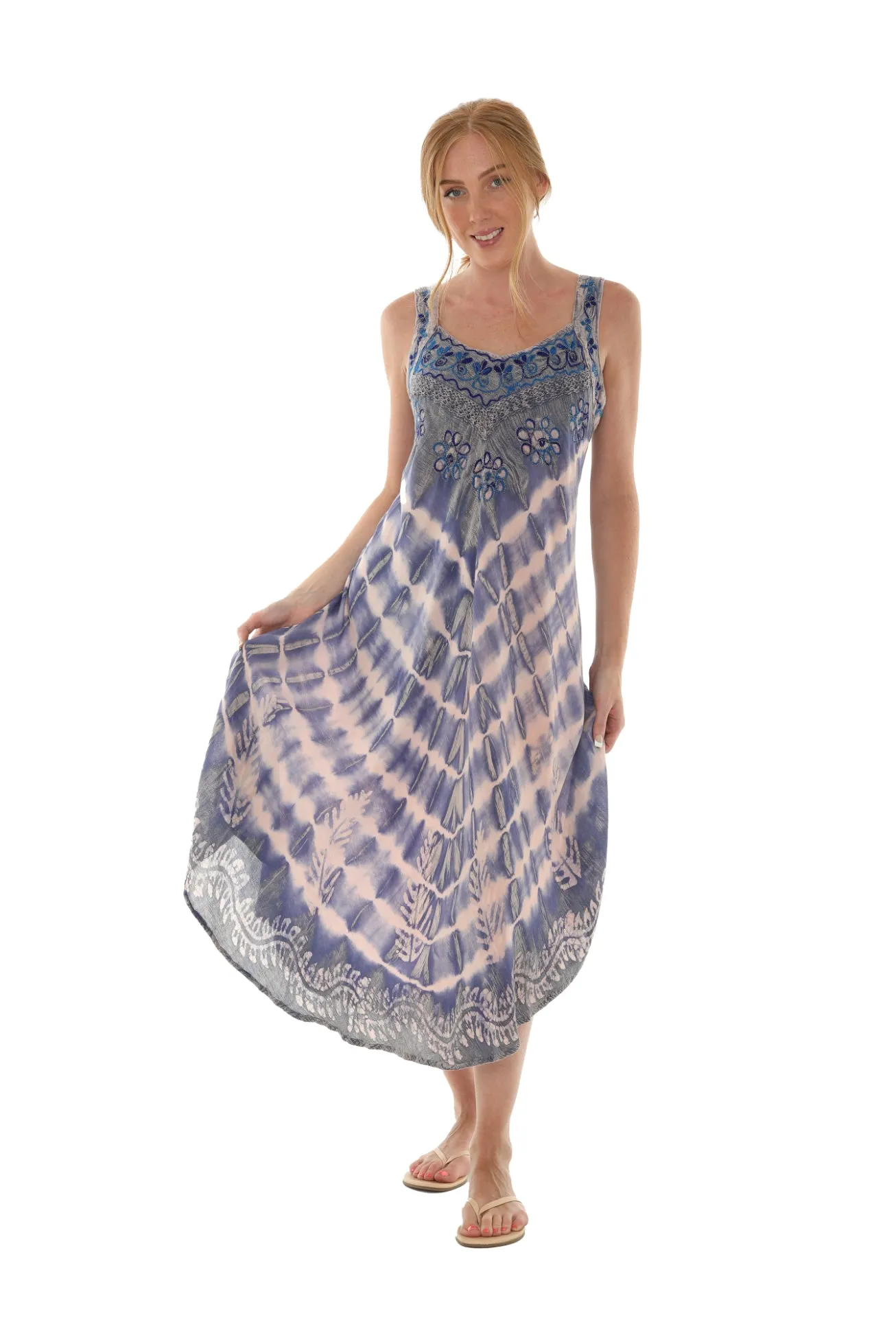 Boho Chevron Tie-Dye Hander kerchief Maxi Dress
