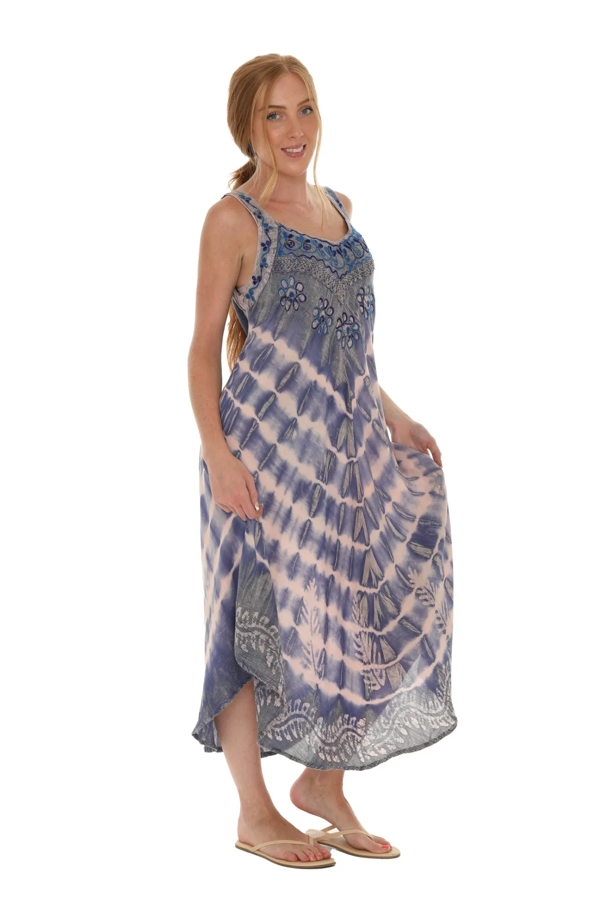 Boho Chevron Tie-Dye Hander kerchief Maxi Dress