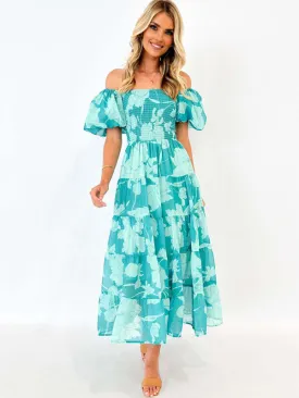 Boho Floral Off-Shoulder Midi Dress for Summer Events