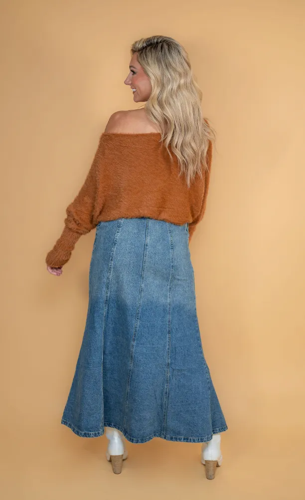 Britney Denim Mermaid Maxi Skirt
