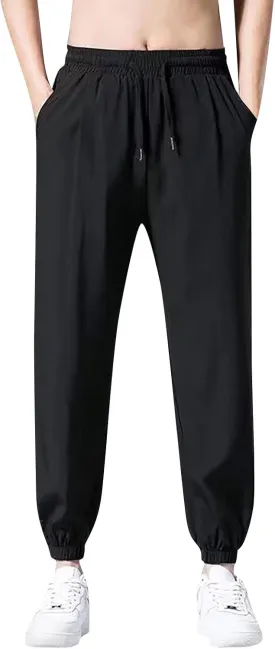 Cargo Joggers for Men Elastic Waist Sweatpant Tapered Hem Sport Gym Long Solid Color Straight Leg Pant