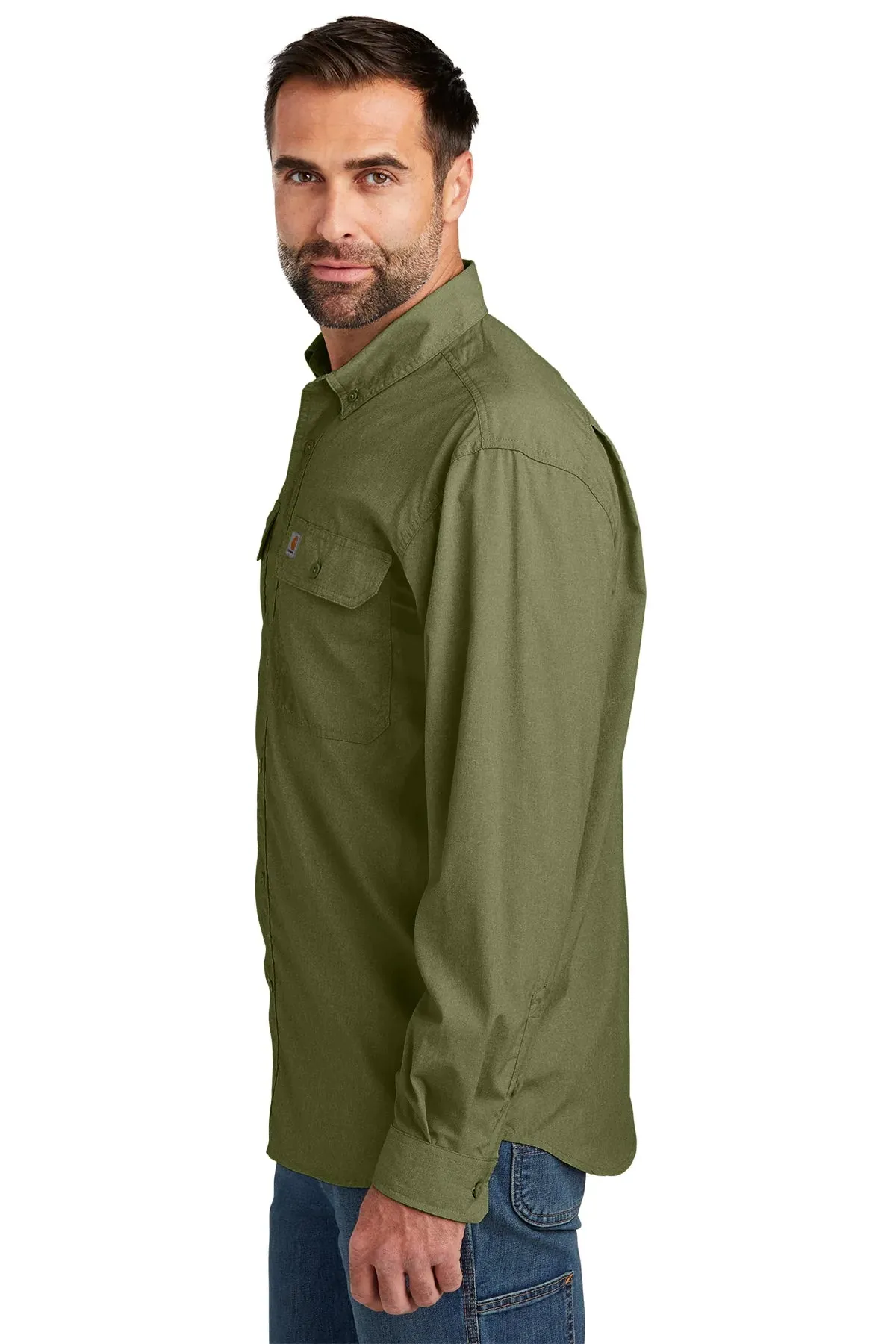 Carhartt Force Long Sleeve Custom Shirts, Burnt Olive