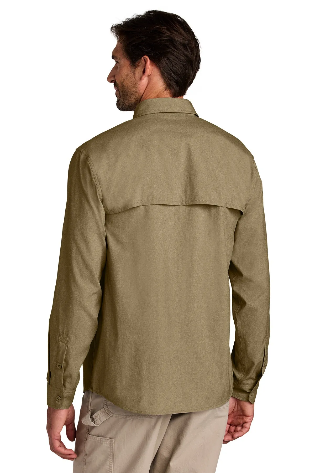 Carhartt Force Sun Defender Long Sleeve Custom Shirts, Dark Khaki
