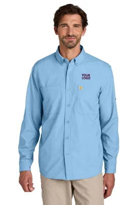Carhartt Force Sun Defender Long Sleeve Custom Shirts, Fresh Water Blue
