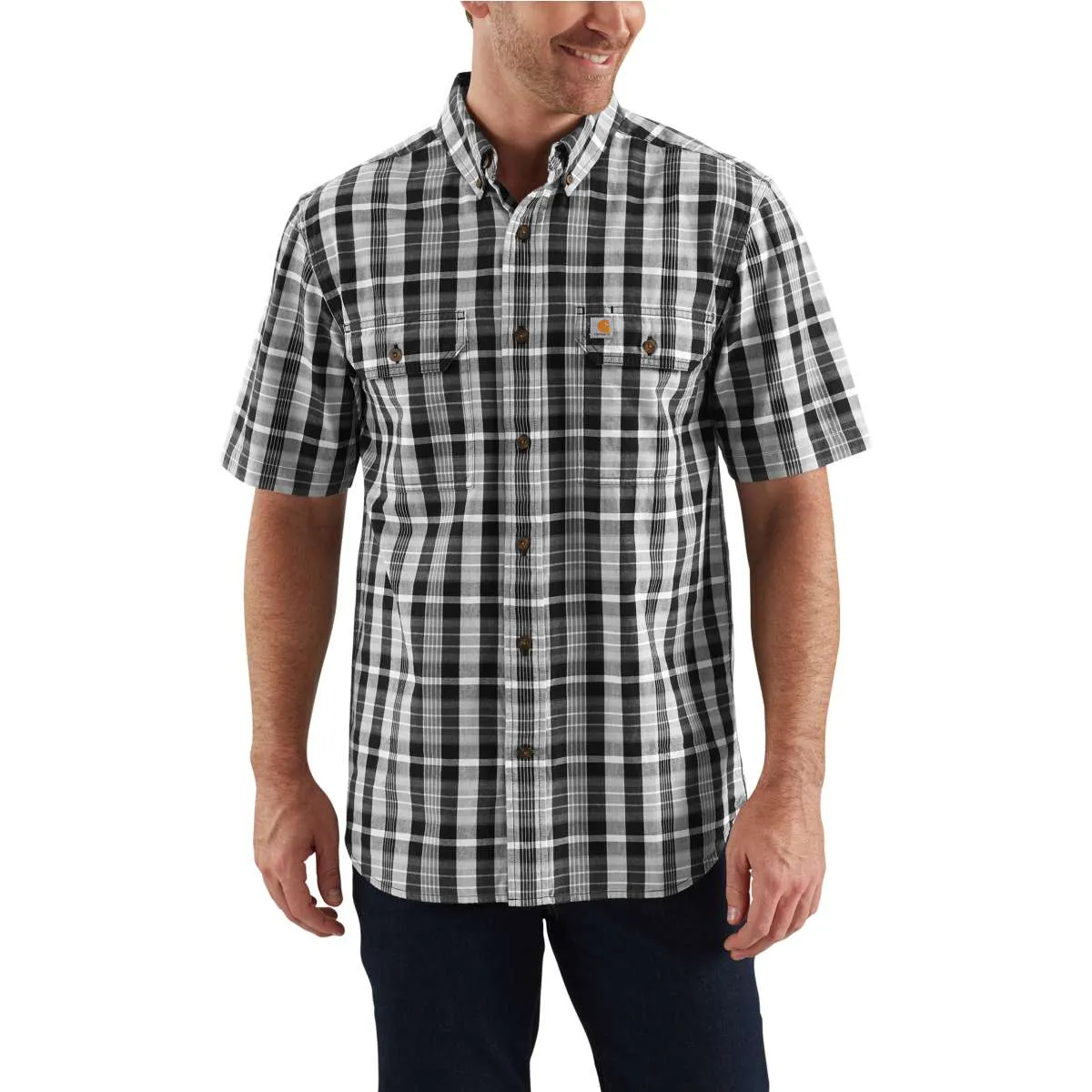 Carhartt Men's Black Fort Plaid Short Sleeve Shirt