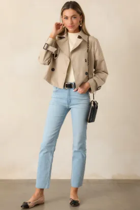 City Strolls Khaki Cropped Trench Coat
