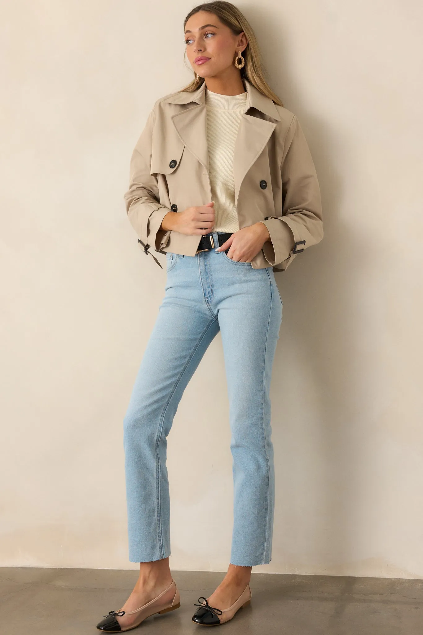 City Strolls Khaki Cropped Trench Coat