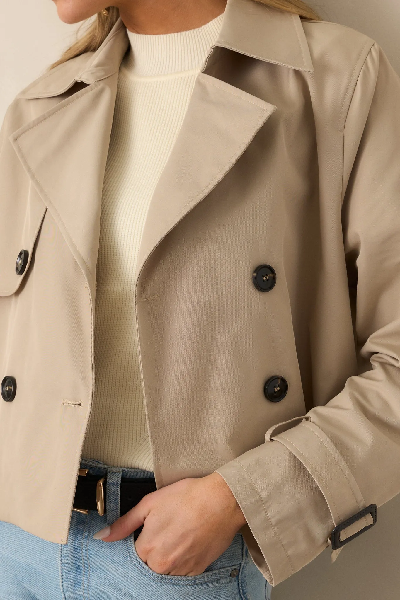 City Strolls Khaki Cropped Trench Coat