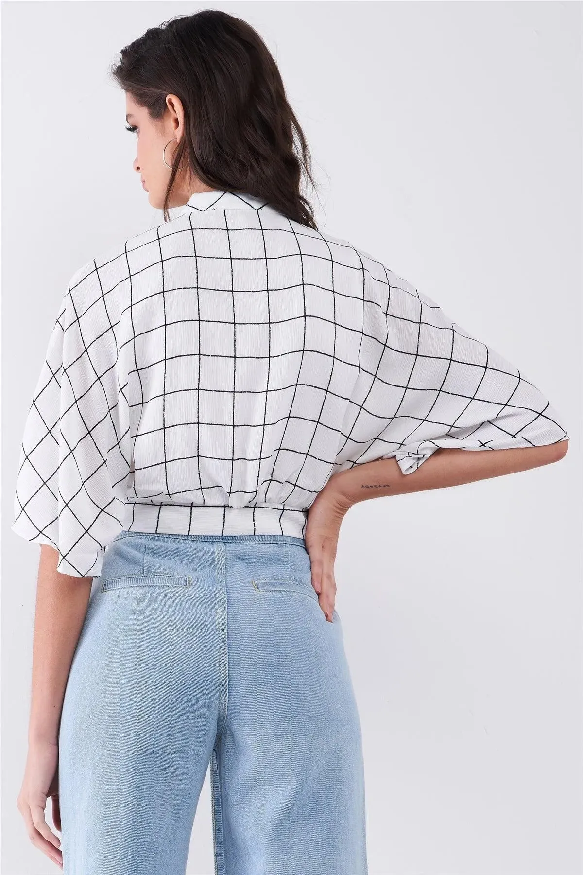 Crochet Embroidered Golden Lining Cropped Top