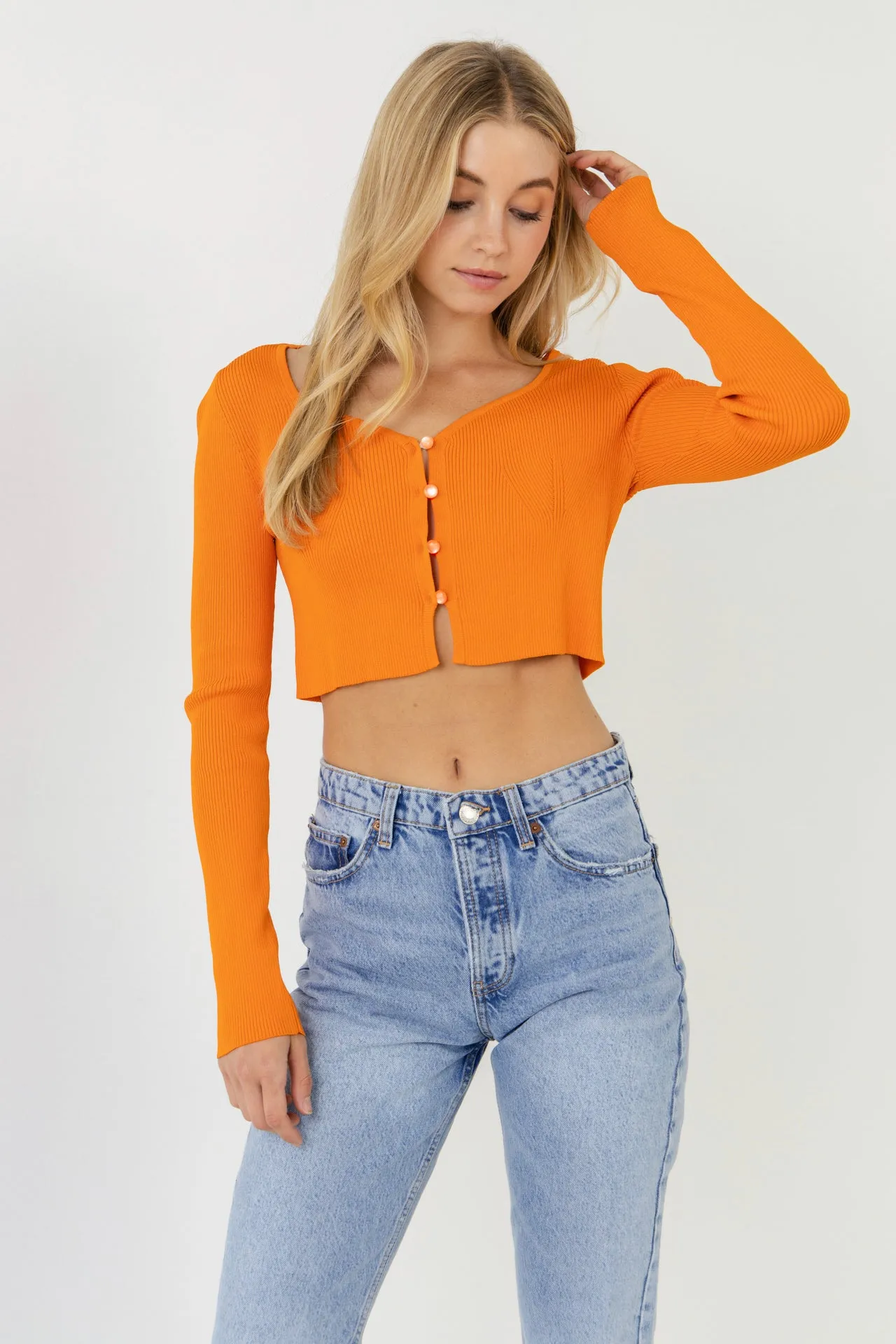 Cropped Button Down Cardigan
