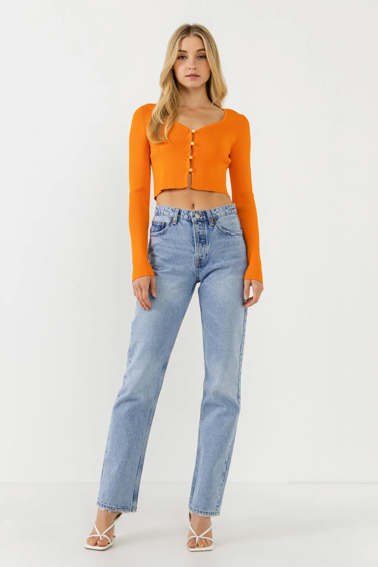 Cropped Button Down Cardigan