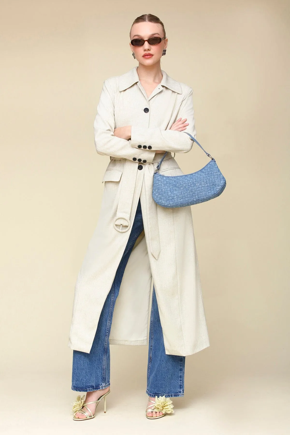 Cutaway Belted Maxi Trench Coat