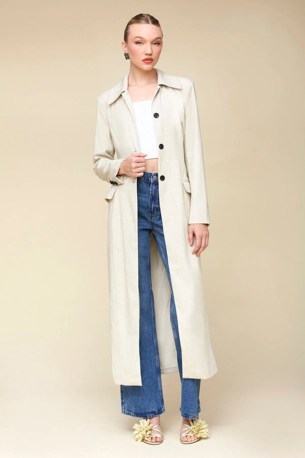 Cutaway Belted Maxi Trench Coat
