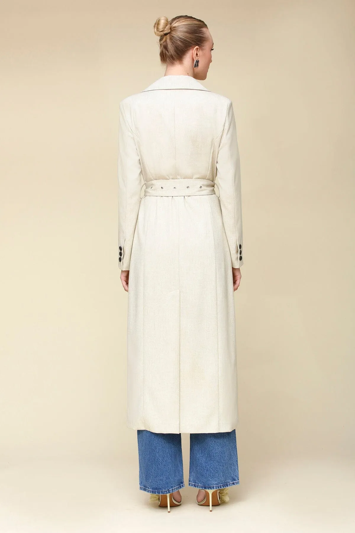 Cutaway Belted Maxi Trench Coat