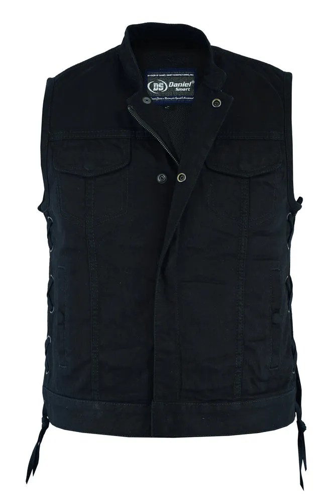 Daniel Smart Women's Advance Side Laces Black Construction Denim Vest