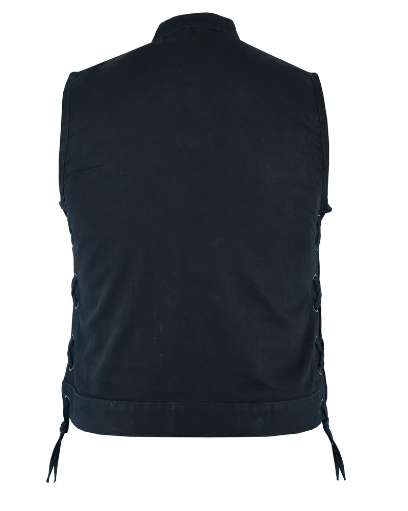 Daniel Smart Women's Advance Side Laces Black Construction Denim Vest