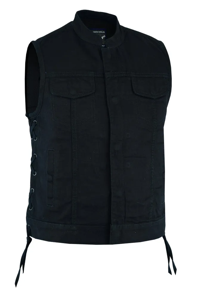 Daniel Smart Women's Advance Side Laces Black Construction Denim Vest