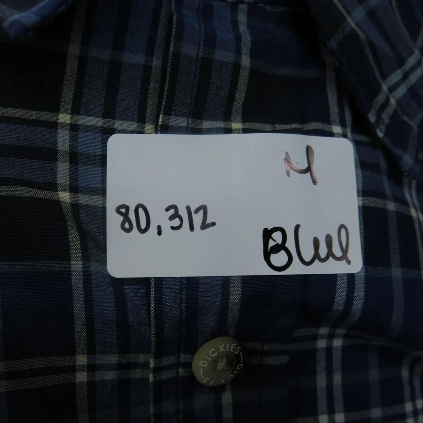 Dickies Shirt Mens 2XL Blue Short Sleeve Plaid Button Up Lightweight Casual