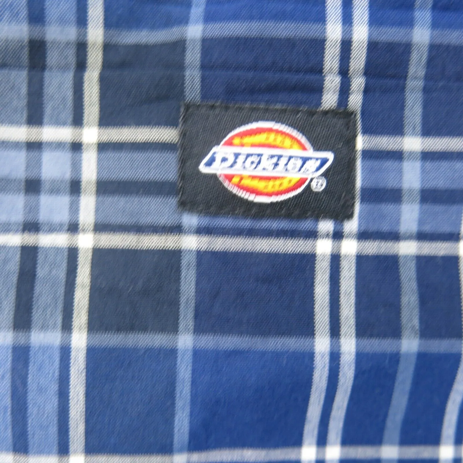 Dickies Shirt Mens 2XL Blue Short Sleeve Plaid Button Up Lightweight Casual
