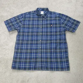 Dickies Shirt Mens 2XL Blue Short Sleeve Plaid Button Up Lightweight Casual